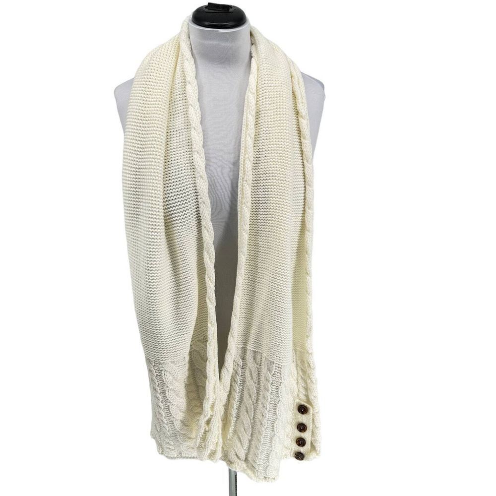 Women's Chunky Knit Warm Pull On Acrylic Cream Scarf One Size‎